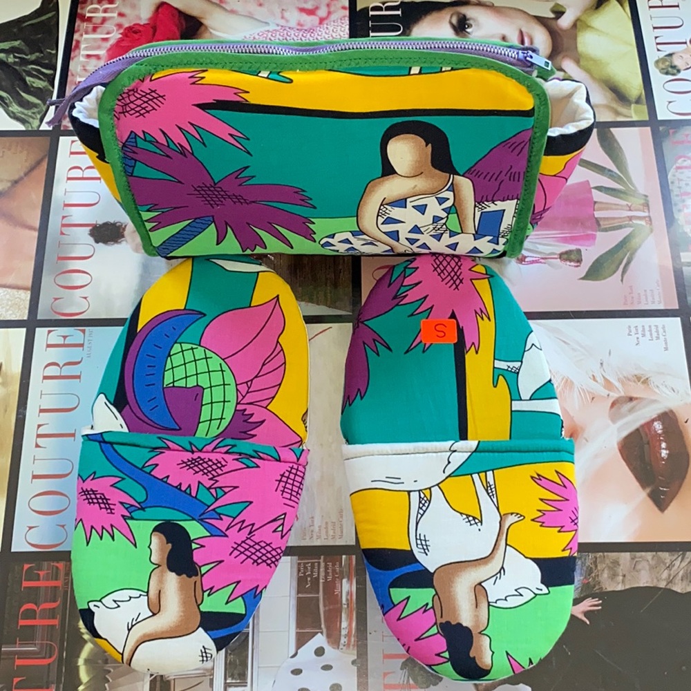 Vintage Handmade bag and slippers made in Tahiti